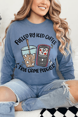 Iced Coffee & True Crime Comfort Colors Heavyweight Long T-Shirt - Wholesale Accessory Market