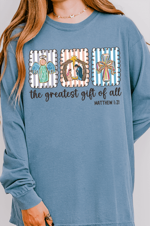 Jesus, Greatest Gift Comfort Colors Heavyweight Long Sleeve T-Shirt - Wholesale Accessory Market