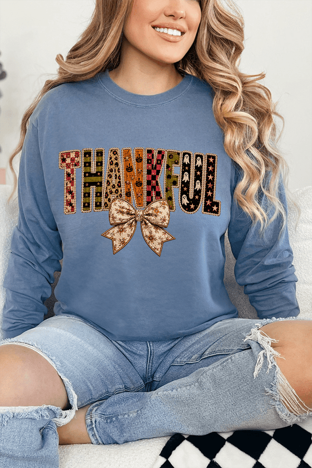 Thankful Fall Spirit Comfort Colors Heavyweight Long T-Shirt - Wholesale Accessory Market