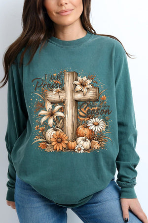 Harvest Praise Cross Comfort Colors Heavyweight Long T-Shirt - Wholesale Accessory Market