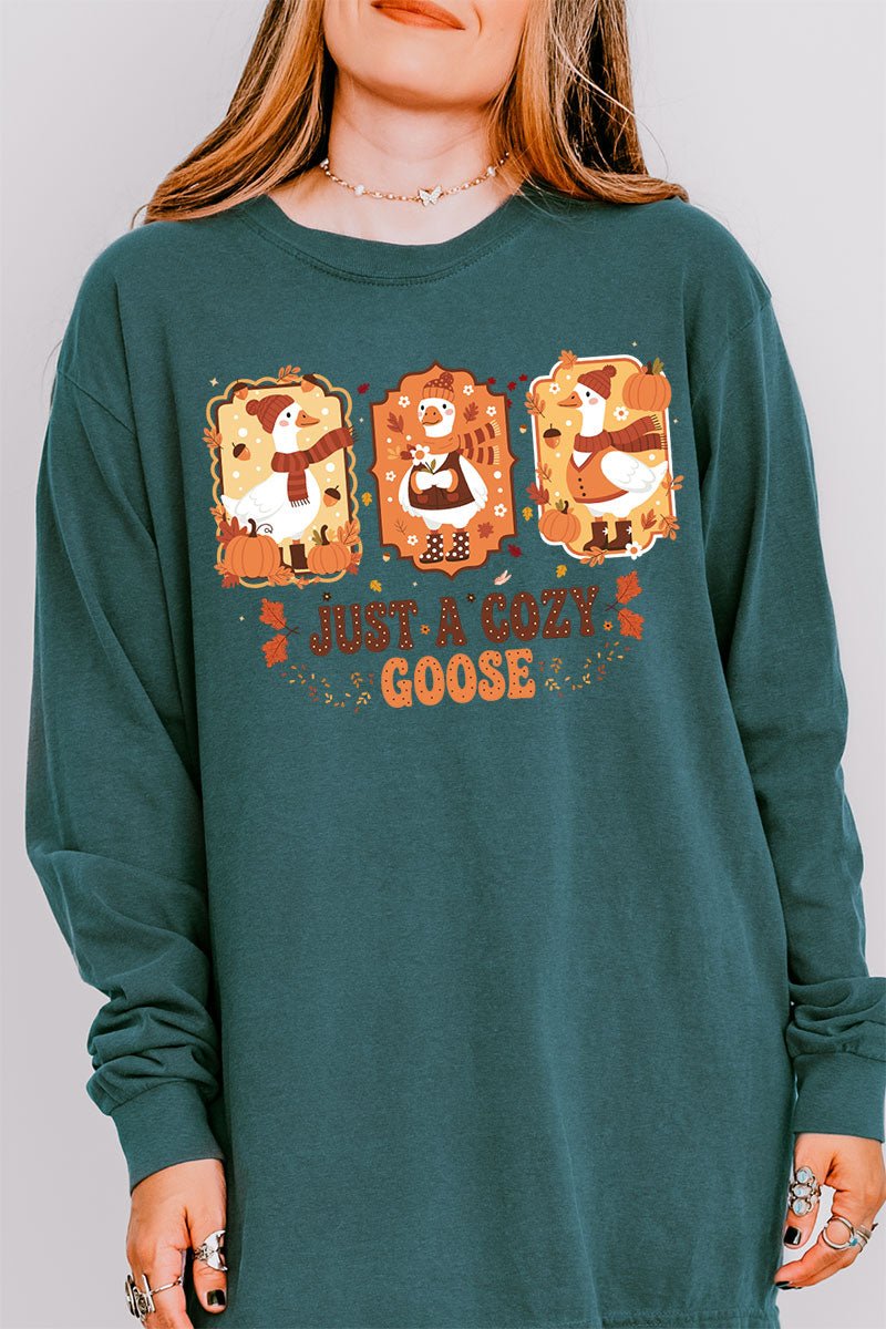 Just A Cozy Goose Comfort Colors Heavyweight Long Sleeve T-Shirt - Wholesale Accessory Market