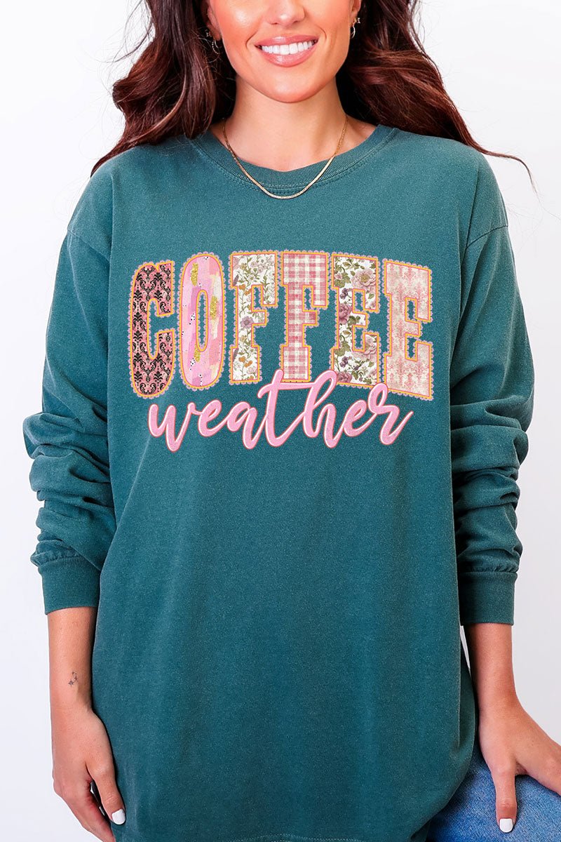 Pink Lace Coffee Weather Comfort Colors Heavyweight Long Sleeve T-Shirt - Wholesale Accessory Market