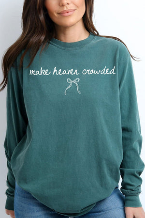 White Make Heaven Crowded Coquette Comfort Colors Heavyweight Long Sleeve T-Shirt - Wholesale Accessory Market