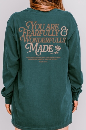 Wonderfully Made Front & Back Design Comfort Colors Heavyweight Long T-Shirt - Wholesale Accessory Market