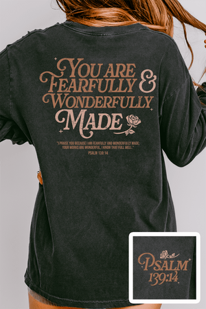 Wonderfully Made Front & Back Design Comfort Colors Heavyweight Long T-Shirt - Wholesale Accessory Market