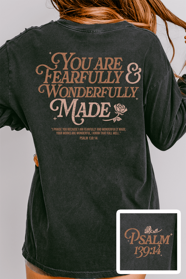 Wonderfully Made Front & Back Design Comfort Colors Heavyweight Long T-Shirt - Wholesale Accessory Market