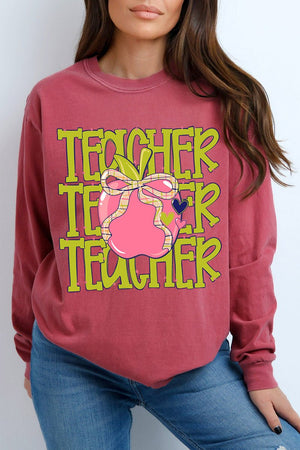 Apple For The Teacher Comfort Colors Heavyweight Long T-Shirt - Wholesale Accessory Market