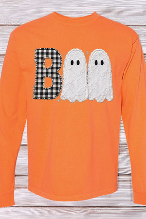 Gingham & Lace Boo Comfort Colors Heavyweight Long T-Shirt - Wholesale Accessory Market