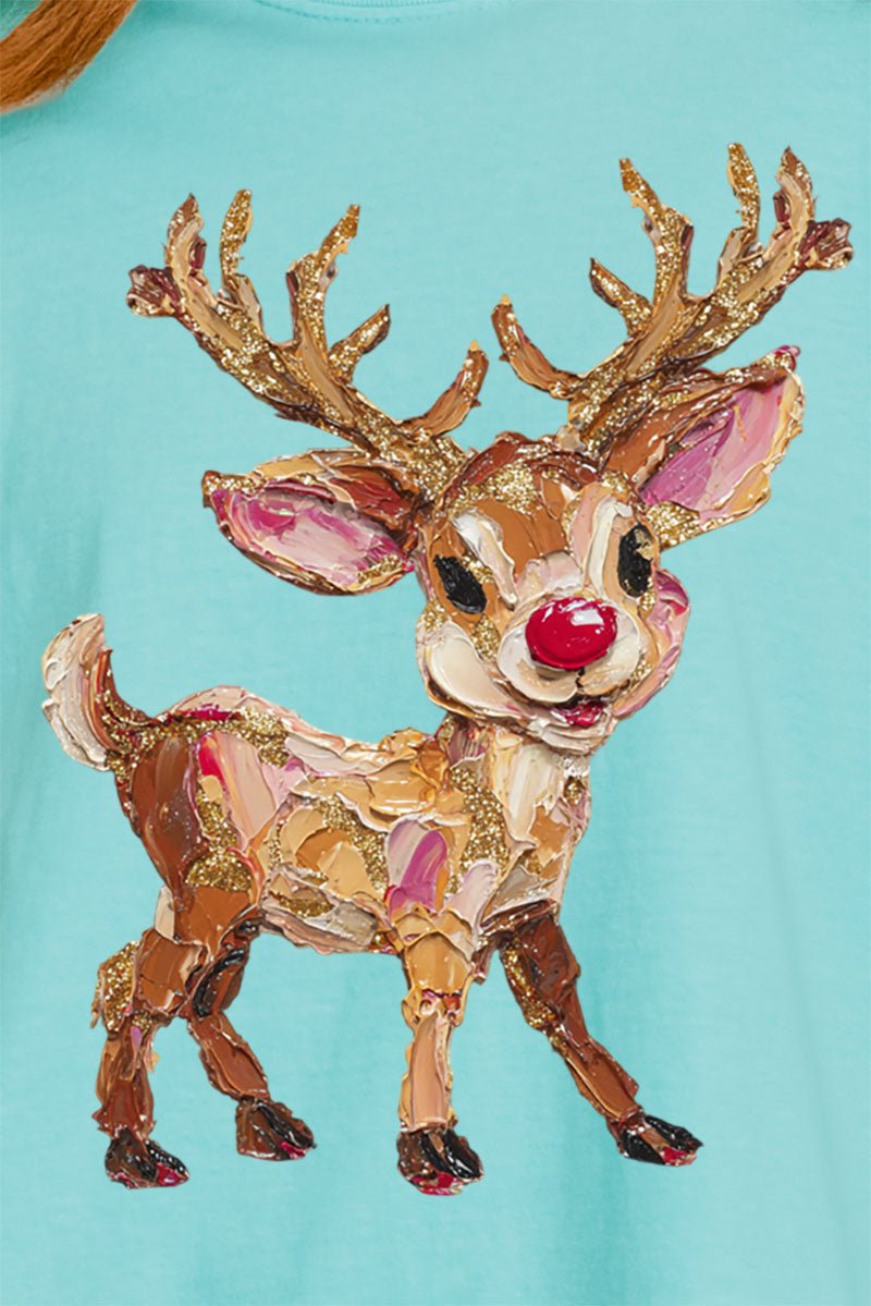 The Painted Red Nose Reindeer Comfort Colors Heavyweight Long Sleeve T-Shirt - Wholesale Accessory Market