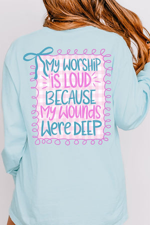 Worship Loud Front & Back Design Comfort Colors Heavyweight Long T-Shirt - Wholesale Accessory Market