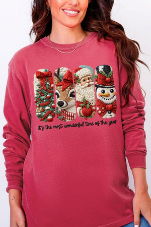 Faux Yarn Most Wonderful Time Comfort Colors Heavyweight Long Sleeve T-Shirt - Wholesale Accessory Market