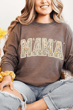 Buzzing Blooms Mama Comfort Colors Heavyweight Long T-Shirt - Wholesale Accessory Market