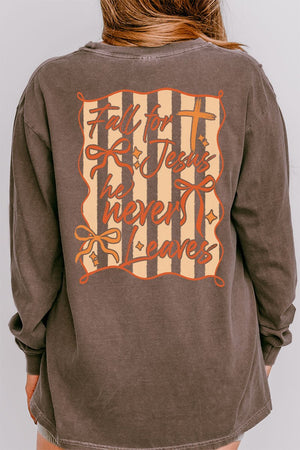 He Never Leaves Front & Back Design Comfort Colors Heavyweight Long T-Shirt - Wholesale Accessory Market