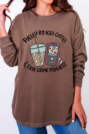 Iced Coffee & True Crime Comfort Colors Heavyweight Long T-Shirt - Wholesale Accessory Market