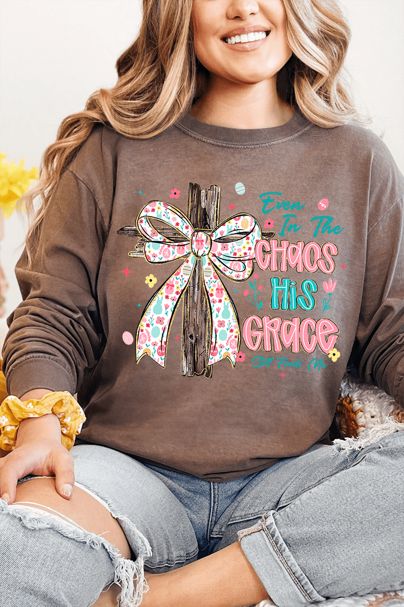 In The Chaos Coquette Cross Comfort Colors Heavyweight Long T-Shirt - Wholesale Accessory Market