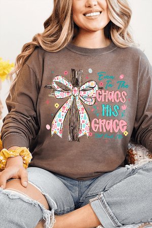 In The Chaos Coquette Cross Comfort Colors Heavyweight Long T-Shirt - Wholesale Accessory Market