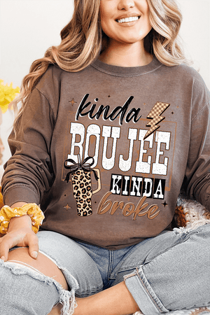 Kinda Boujee Kinda Broke Comfort Colors Heavyweight Long T-Shirt - Wholesale Accessory Market