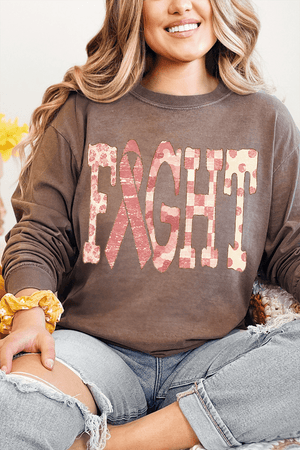 Pink Patterned Fight Comfort Colors Heavyweight Long T-Shirt - Wholesale Accessory Market