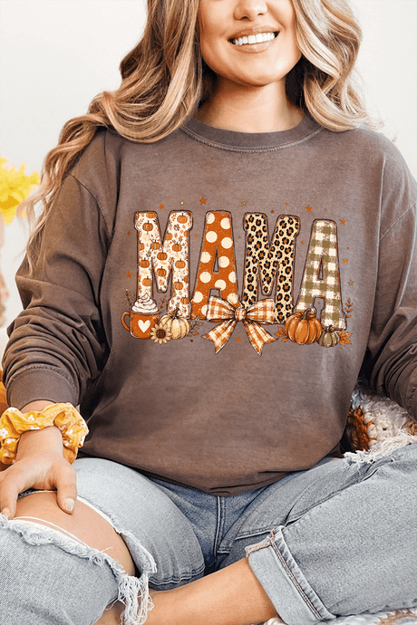 Pumpkin Spice Mama Comfort Colors Heavyweight Long T-Shirt - Wholesale Accessory Market