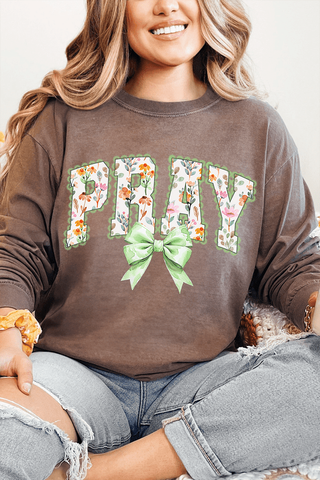 Watercolor Petaled Pray Comfort Colors Heavyweight Long T-Shirt - Wholesale Accessory Market