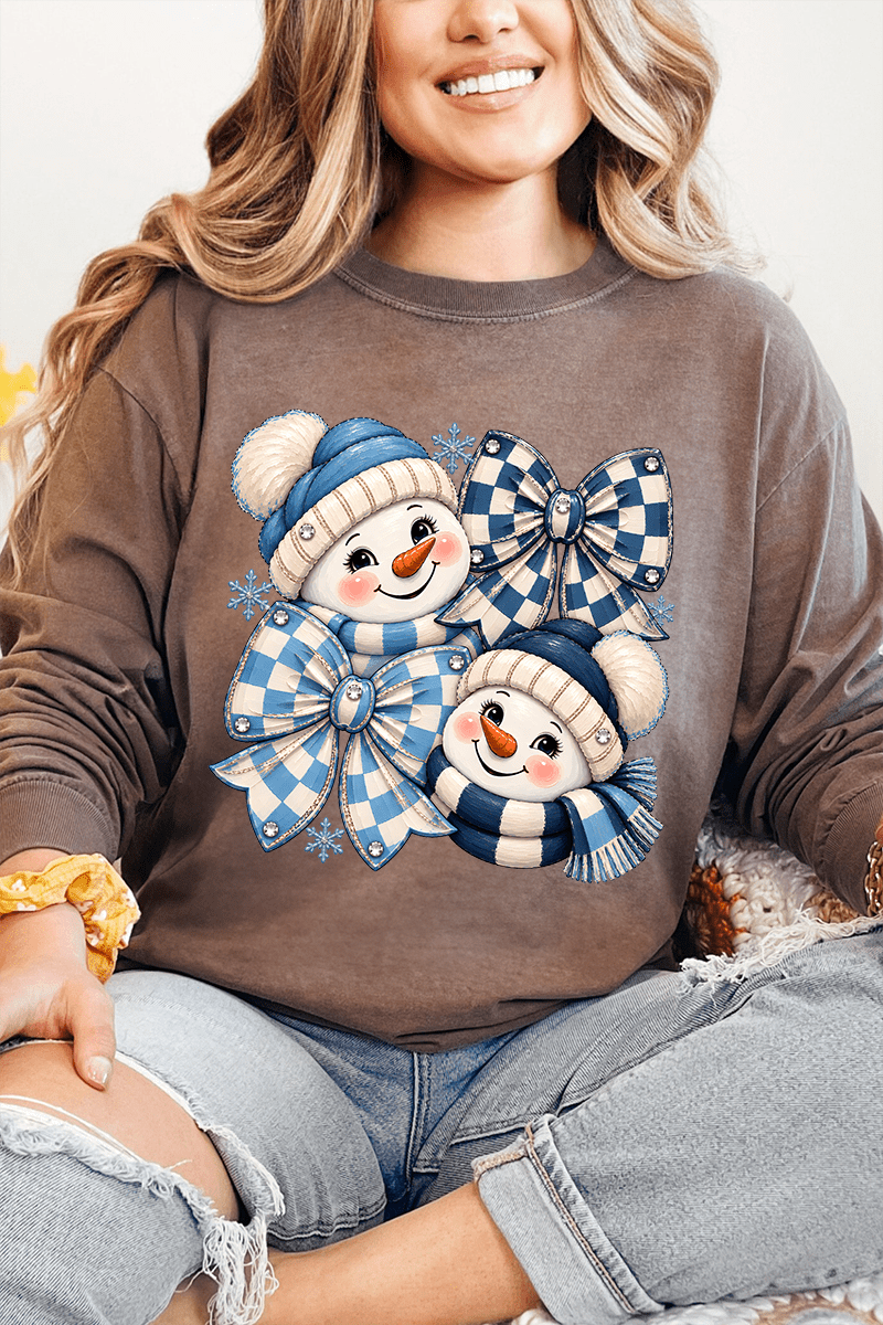 Winter Check Snowmen Comfort Colors Heavyweight Long T-Shirt - Wholesale Accessory Market