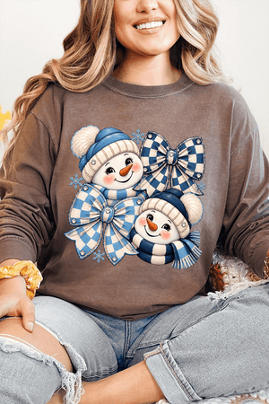 Winter Check Snowmen Comfort Colors Heavyweight Long T-Shirt - Wholesale Accessory Market
