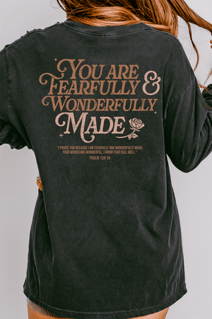Wonderfully Made Front & Back Design Comfort Colors Heavyweight Long T-Shirt - Wholesale Accessory Market