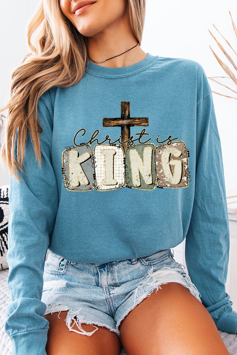Doodle Christ Is King Comfort Colors Heavyweight Long Sleeve T-Shirt - Wholesale Accessory Market