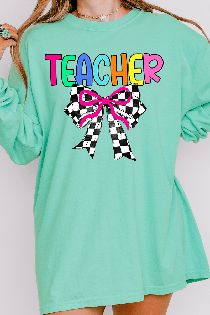 Colorful Teacher Ribbon Comfort Colors Heavyweight Long Sleeve T-Shirt - Wholesale Accessory Market