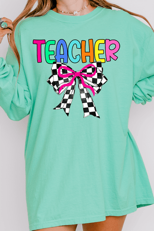 Colorful Teacher Ribbon Comfort Colors Heavyweight Long Sleeve T-Shirt - Wholesale Accessory Market