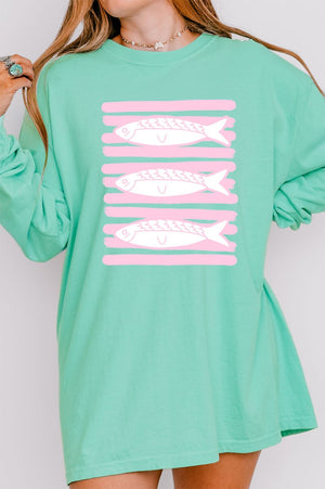 Preppy Pink Fish Comfort Colors Heavyweight Long Sleeve T-Shirt - Wholesale Accessory Market