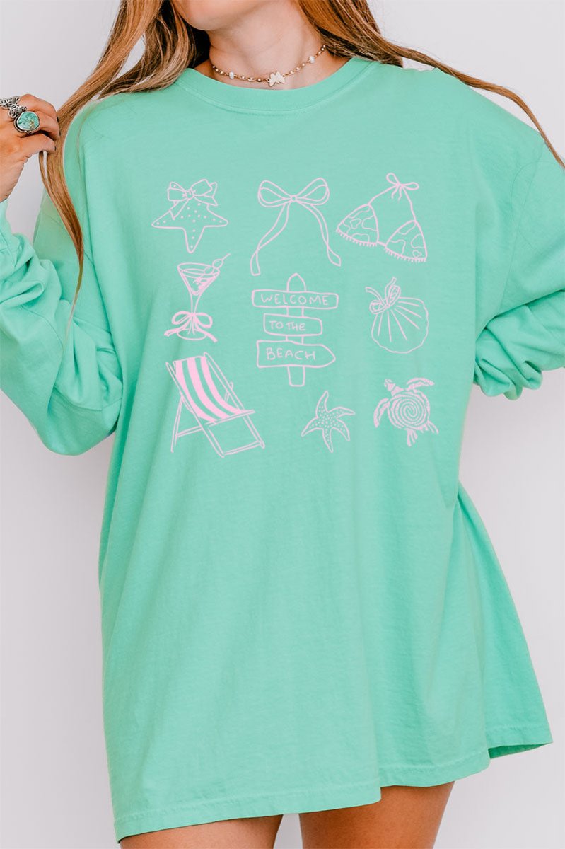 Welcome To The Beach Comfort Colors Heavyweight Long Sleeve T-Shirt - Wholesale Accessory Market