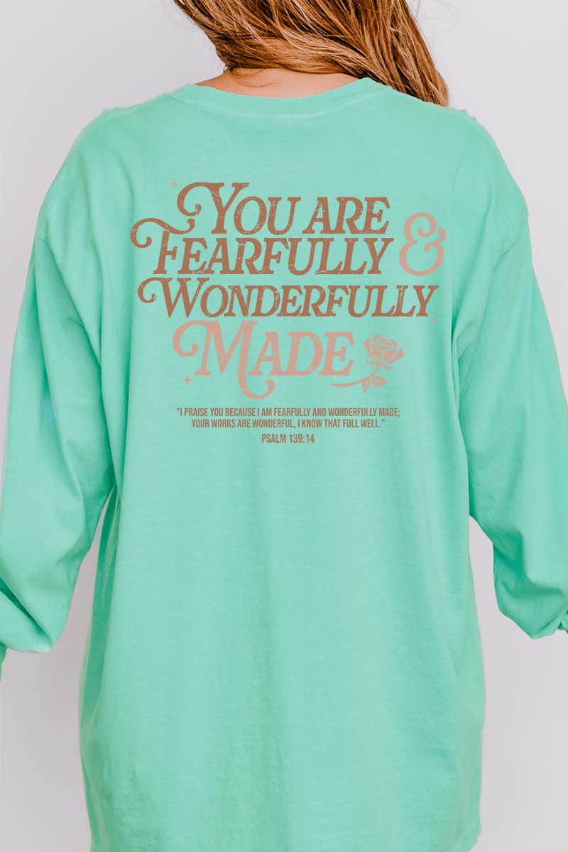 Wonderfully Made Front & Back Design Comfort Colors Heavyweight Long T-Shirt - Wholesale Accessory Market