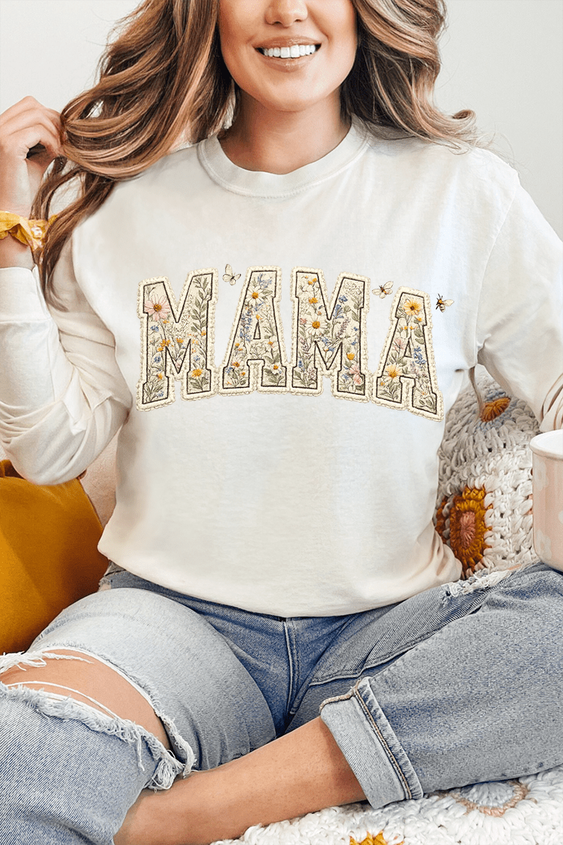 Buzzing Blooms Mama Comfort Colors Heavyweight Long T-Shirt - Wholesale Accessory Market