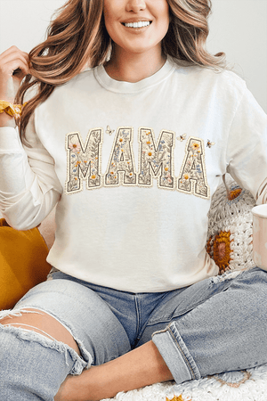 Buzzing Blooms Mama Comfort Colors Heavyweight Long T-Shirt - Wholesale Accessory Market