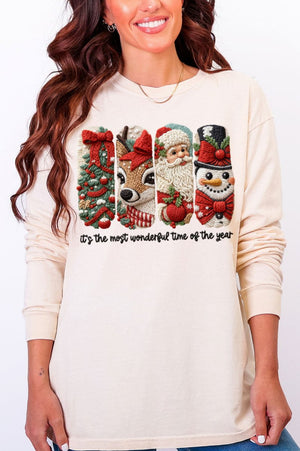 Faux Yarn Most Wonderful Time Comfort Colors Heavyweight Long Sleeve T-Shirt - Wholesale Accessory Market