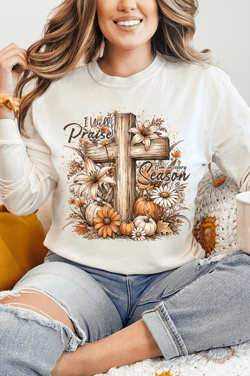 Harvest Praise Cross Comfort Colors Heavyweight Long T-Shirt - Wholesale Accessory Market