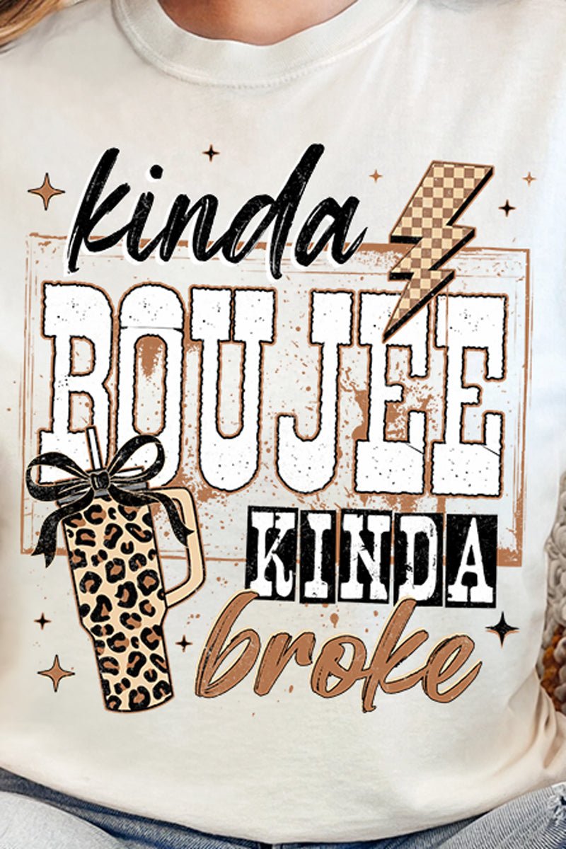 Kinda Boujee Kinda Broke Comfort Colors Heavyweight Long T-Shirt - Wholesale Accessory Market