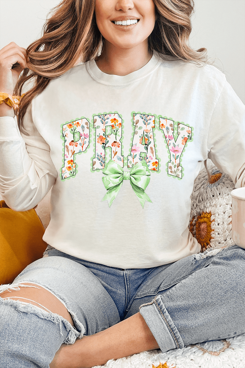 Watercolor Petaled Pray Comfort Colors Heavyweight Long T-Shirt - Wholesale Accessory Market