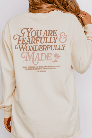 Wonderfully Made Front & Back Design Comfort Colors Heavyweight Long T-Shirt - Wholesale Accessory Market