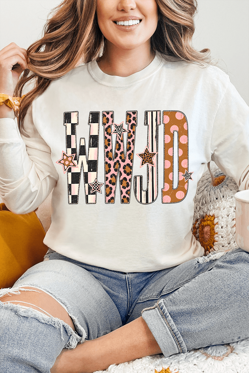 WWJD Pattern Pop Comfort Colors Heavyweight Long T-Shirt - Wholesale Accessory Market