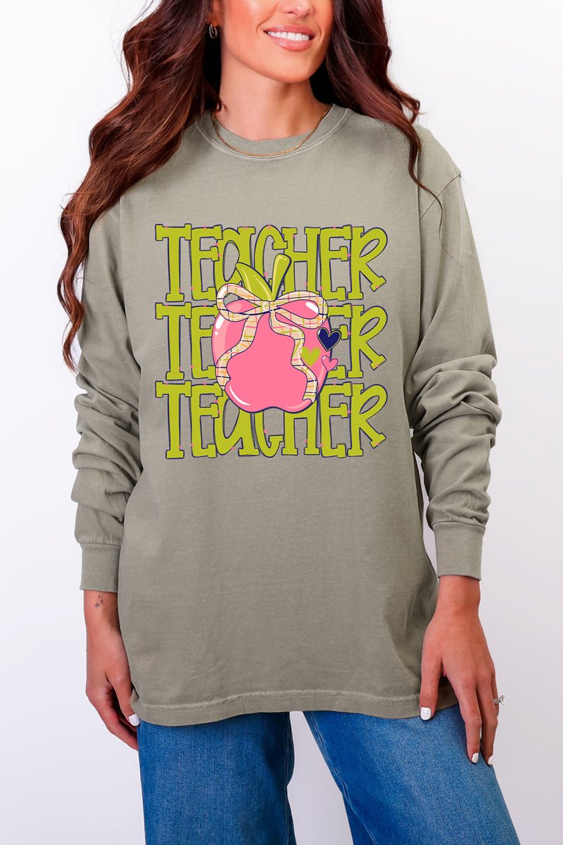 Apple For The Teacher Comfort Colors Heavyweight Long T-Shirt - Wholesale Accessory Market