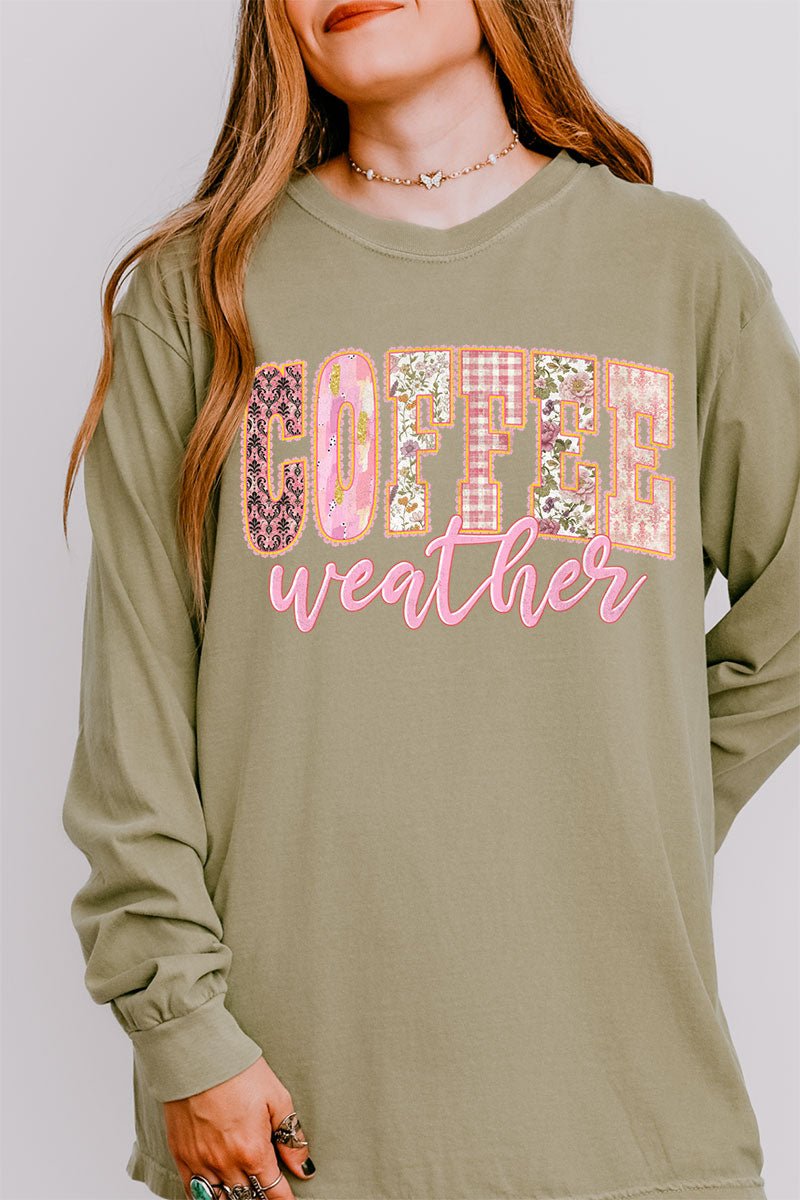 Pink Lace Coffee Weather Comfort Colors Heavyweight Long Sleeve T-Shirt - Wholesale Accessory Market