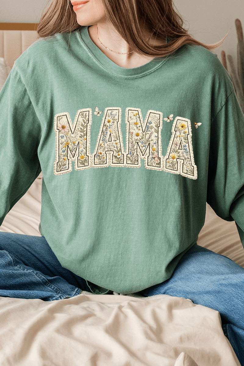 Buzzing Blooms Mama Comfort Colors Heavyweight Long T-Shirt - Wholesale Accessory Market