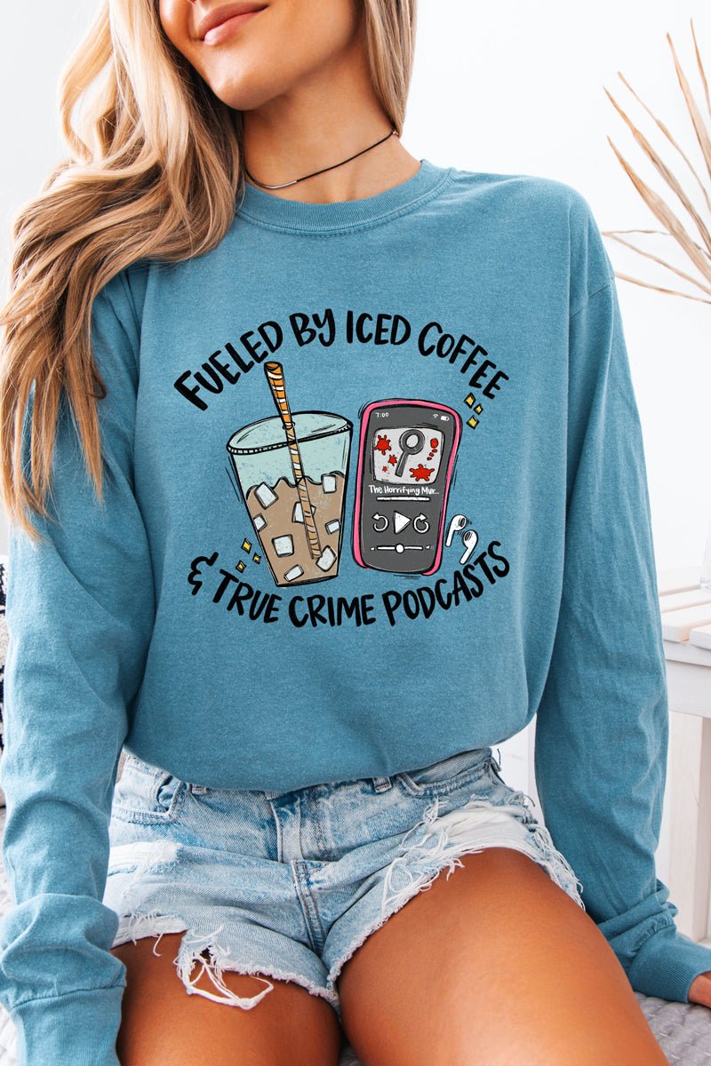 Iced Coffee & True Crime Comfort Colors Heavyweight Long T-Shirt - Wholesale Accessory Market