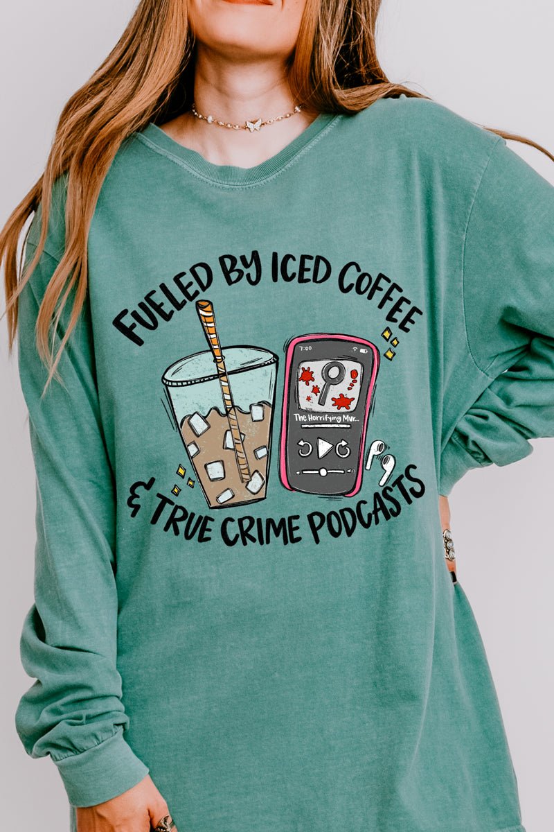 Iced Coffee & True Crime Comfort Colors Heavyweight Long T-Shirt - Wholesale Accessory Market