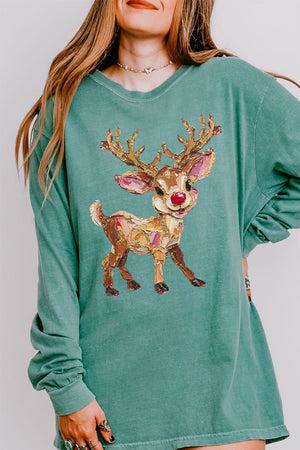 The Painted Red Nose Reindeer Comfort Colors Heavyweight Long Sleeve T-Shirt - Wholesale Accessory Market