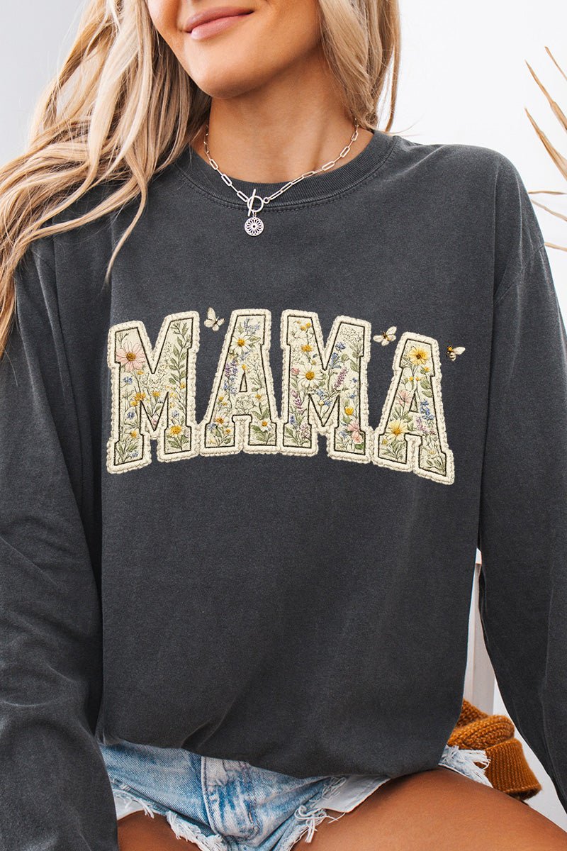 Buzzing Blooms Mama Comfort Colors Heavyweight Long T-Shirt - Wholesale Accessory Market