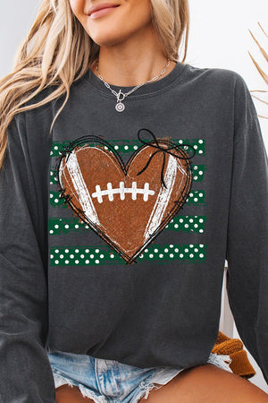 Green Football Sweetheart Comfort Colors Heavyweight Long T-Shirt - Wholesale Accessory Market