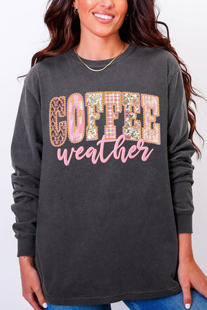 Pink Lace Coffee Weather Comfort Colors Heavyweight Long Sleeve T-Shirt - Wholesale Accessory Market